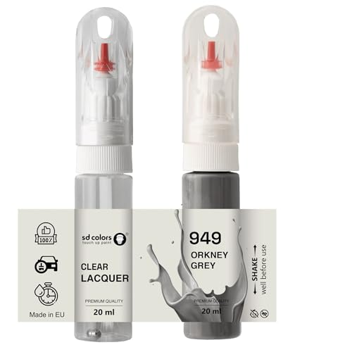 SD COLORS Orkney Grey 949 Lackstift, 20 ML, praktischer Pinsel für die Reparatur von Kratzern (Farbe + Lack) von SD COLORS