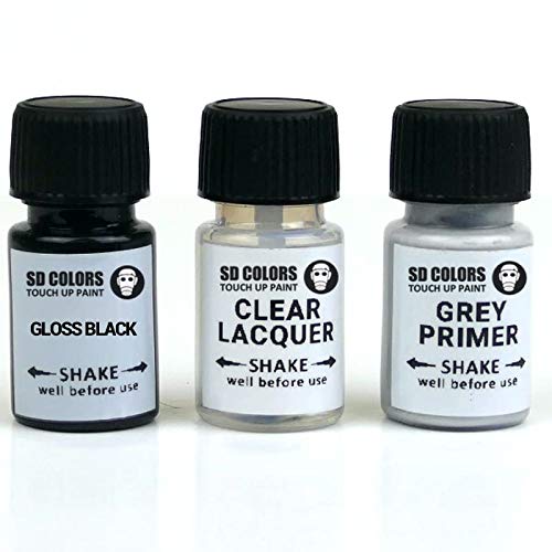 SD COLORS Reparatur-Set für Alufelgen, glänzend, 8 ml, für schwarze glänzende Alufelgen (Farbe, Grundierung, Lackierung) von SD COLORS