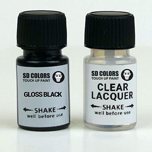 SD COLORS Reparatur-Set für Alufelgen, glänzend, 8 ml, für schwarze glänzende Alufelgen (Farbe + Lack) von SD COLORS