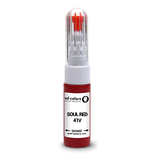 SD COLORS Soul Red 41 V, kompatibel mit Mazda, Reparaturset, 7 ml, für Kratzer, Chips, Pinsel, Farbcode 41 V, Soul Red von SD COLORS