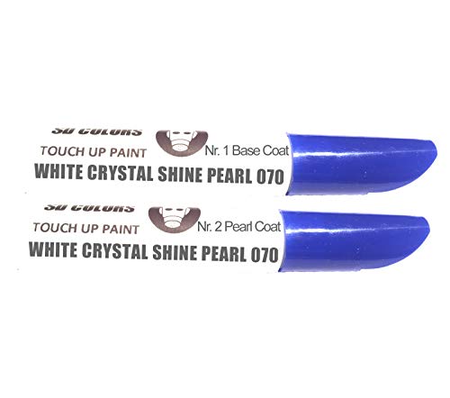 SD COLORS White Crystal Shine Pearl 070 Lackstift-Reparatur-Set, 12 ml, Pinsel mit Kratzabsplitterung, Farbcode 070 White Crystal Shine Pearl (Just Paint) von SD COLORS