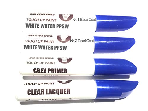 SD COLORS White Water PPSW Ausbesserungslackstift-Reparaturset, 12 ml, für Kratzer, Chip, Farbcode PPSW Weißwasser (Farbe + Grundierung + Lack) von SD COLORS