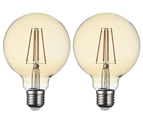 SD LUX LED Glühbirne E27 ES Globus G95 Bernstein 8W 850LM(ersetzt 80W) Filament Lampen, 2700K Warmweiß,Schraube Edison Lampe, nicht dimmbar, 2er Pack von SD LUX