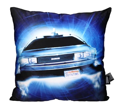 SD TOYS Delorean Roads quadratisches Kissen Zurück in die Zukunft, vakuumverpackt, 45 x 45 cm von SD TOYS