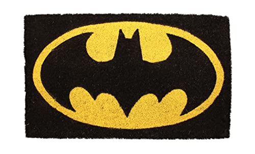 SD TOYS - Batman Eingangsmatte, Kokosfaser, rutschfest, schwarz und gelb, 73 x 43 cm von SD TOYS
