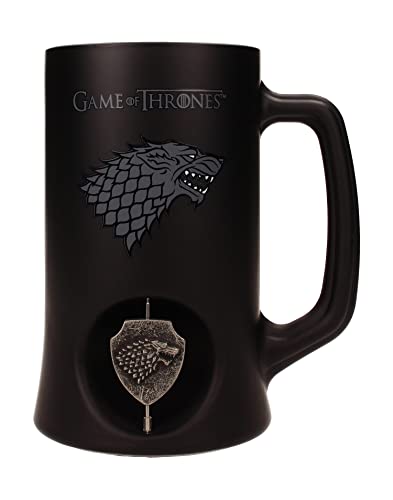 SD TOYS Game of Thrones Schwarzer Bierkrug, 3D Rotierend, Stark-Design von SD TOYS