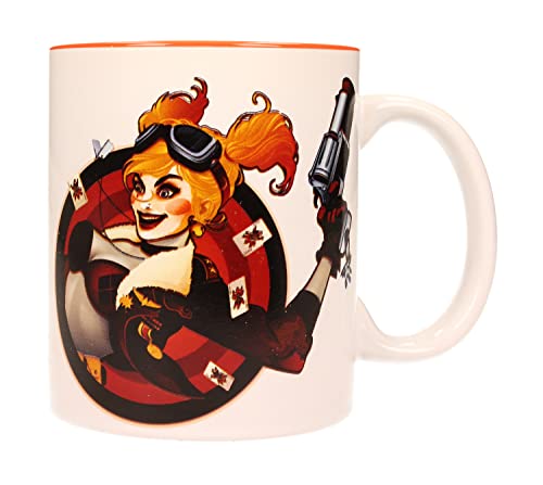 SD toys Tasse mit Design Harley Quinn Pistole, Keramik, Weiß und Orange, 10 x 14 x 12 cm von SD TOYS