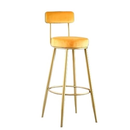 SDA287MZ Küchenhocker Barhocker aus Eisen, einfacher Barhocker for den Haushalt, Café, Hochstuhl mit Rückenlehne, Gelb Barstuhl(Mittel) von SDA287MZ