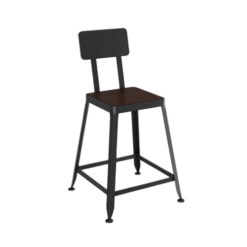 SDA287MZ Küchenhocker Kleiner Barhocker mit Rückenlehne, Restaurantstuhl, Eisen, Hochstuhl, Sitzfläche aus Holz Barstuhl von SDA287MZ