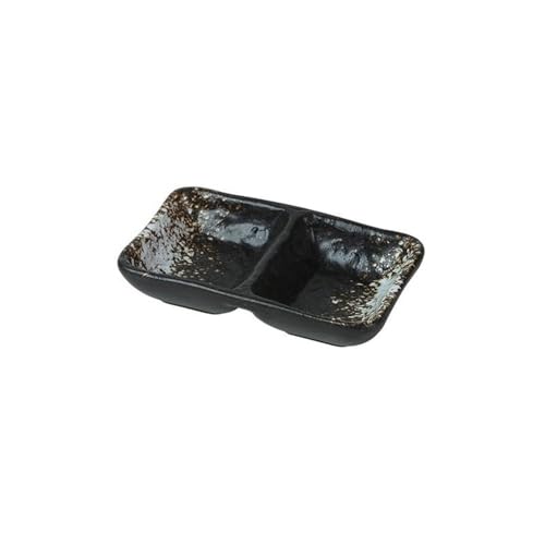SDA287MZ Sojasauce Schälchen Dip-Schalen, 2-Fach-Servierplatten, Snack-Gerichte, unterteilte Saucen-Gerichte for Restaurants Stücke Dip Schälchen von SDA287MZ