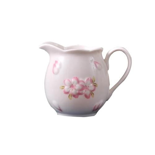 SDA287MZ Soßenkanne Kreative Sakura Kaffee Milch Krug Keramik Sauce Topf Sauciere Mit Griff Milchkännchen(Weiß) von SDA287MZ