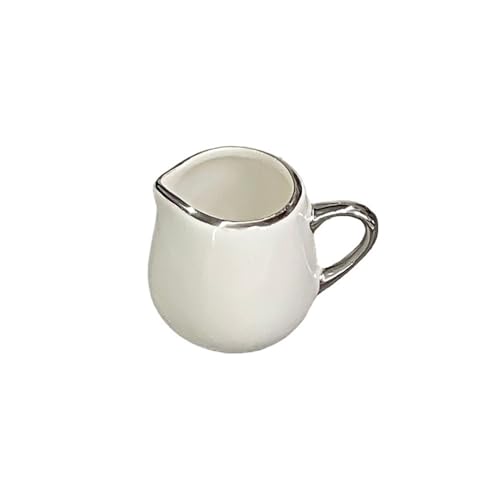 SDA287MZ Soßenkanne Silberrand Kleiner Milchkrug mit Griff Einfache Keramik Sauce Topf Sauciere Milchkännchen von SDA287MZ