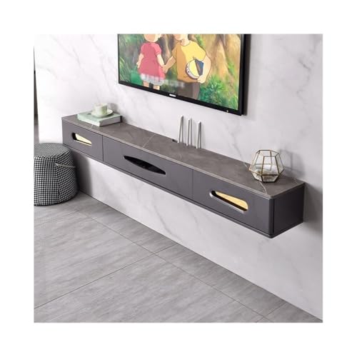 SDA287MZ Tv Schrank Hängend Schwebender TV-Ständer, wandmontierter TV-Schrank mit Klapptür und 2 Schubladen for Wohnzimmer und Büro Unterhaltungs-Medienkonsole(Grigio,150x24x20cm) von SDA287MZ
