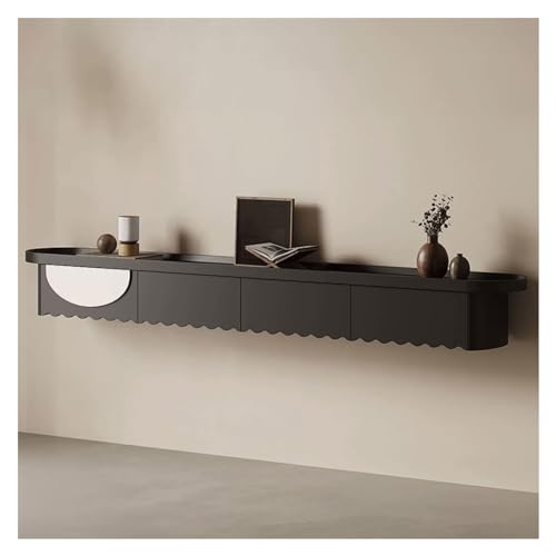 Tv Schrank Hängend An der Wand hängender moderner schwebender TV-Schrank, an der Wand montiertes Entertainment-Center mit Schubladenschränken und offenen Regalen mit herunterklappbaren Türen Unterhalt von SDA287MZ