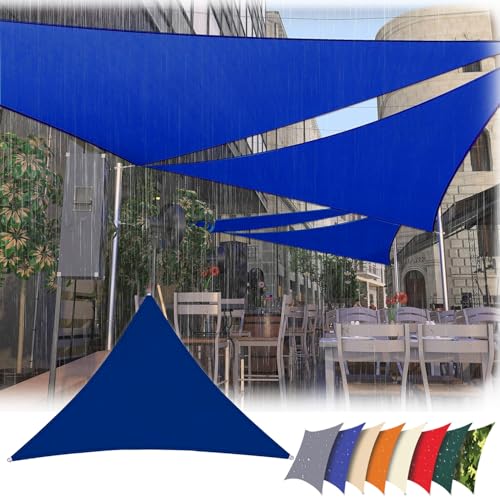 Sonnensegel Dreieckig 5m x8m x10m Wasserdicht, Sonnenschutz Segel 95% UV-Schutz,mit Spannseilen,für Außenbereich, Terrasse, Balkon, Patio,Garten, Blau von SDAFDPro