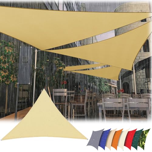 Sonnensegel Dreieckig 7m x7m x2m Wasserdicht, Sonnenschutz Segel 95% UV-Schutz,mit Spannseilen,für Außenbereich, Terrasse, Balkon, Patio,Garten, Gelb von SDAFDPro
