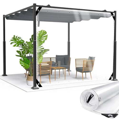 Transparente Plane wasserdichte mit Ösen,Strapazierfähige Vordächer, PVC 0,35mm Regenschutz Abdeckplane für Pflanzen Gewächshaus Pet Hutch Dach,Carport Terrasse Veranda Seitenwände,1.2x2.2m von SDAFDPro