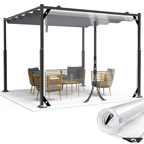 Transparente Plane wasserdichte mit Ösen,Strapazierfähige Vordächer, PVC 0,35mm Regenschutz Abdeckplane für Pflanzen Gewächshaus Pet Hutch Dach,Carport Terrasse Veranda Seitenwände,1x1m von SDAFDPro