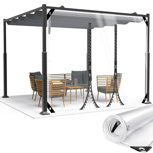 Transparente Plane wasserdichte mit Ösen,Strapazierfähige Vordächer, PVC 0,35mm Regenschutz Abdeckplane für Pflanzen Gewächshaus Pet Hutch Dach,Carport Terrasse Veranda Seitenwände,2.3x3.2m von SDAFDPro