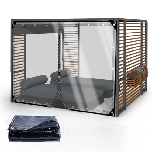 Transparente Plane wasserdichte mit Ösen,Strapazierfähige Vordächer, PVC 0,35mm Regenschutz Abdeckplane für Pflanzen Gewächshaus Pet Hutch Dach,Carport Terrasse Veranda Seitenwände,2.4x3.5m von SDAFDPro