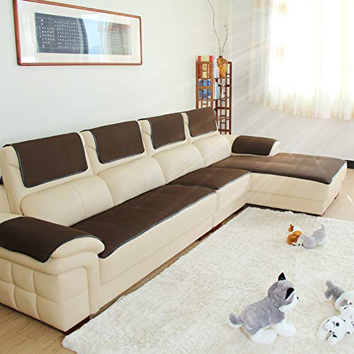 SDAMAIDENGDING Dick Sofa Abdeckung Für Ledersofa, rutschfeste Sofa Schutz Sofa Schonbezug Sofa Atmungsaktive Sofa Zu Werfen Sichern Und Armlehne Separat Erhältlich -Dunkelbraun 50x100cm(20x39inch) von SDAMAIDENGDING