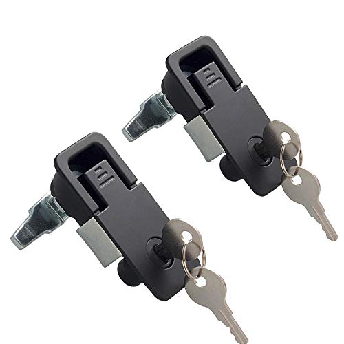 2er-Pack wetterfeste Kompressionsverschlüsse – verstellbarer Hebe-Dreh-Verschluss for LKW-Werkzeugkästen, 8,5 x 4 x 5,5 cm, Zinklegierung und Stahl(Black With Lock) von SDAZHX
