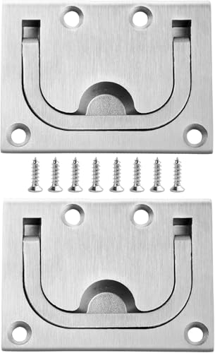 Bündige Hebegriffe aus Edelstahl 316, 57 x 76 mm (2er-Pack) – versenkte Deckslukengriffe mit Schrauben for Boote, Schränke, Möbel von SDAZHX