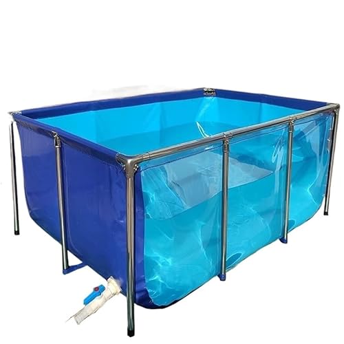 Teichfolien aus PVC-Canvas mit Stahlrahmen – (50 x 40 x 30 cm bis 150 x 100 x 71 cm) Robustes Aquarium for den Außenbereich, transparente Sichtscheibe for Koi/Goldfische, Wasserbecken in mehreren Größ von SDAZHX