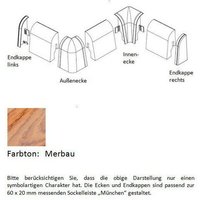 Endkappen und Ecken für MDF-Sockelleisten 60x20 mm - Merbau - Merbau von SÜDBROCK