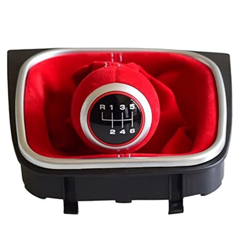 SDCDKLPEPT Schaltknäufe Für Golf 5 6 MK5 MK6 R32 Für GTI 04-09 Wildleder Leder Auto Styling Auto Schaltknauf Kopf(‎6 Speed-red) von SDCDKLPEPT
