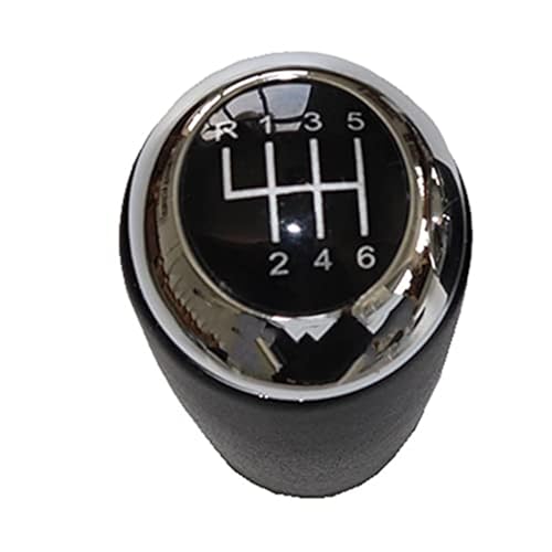 SDCDKLPEPT Schaltknäufe Für Mazda 3 für BK für BL 2006 2007 2008 2009 2010 2011 2012 Pu Leder Auto Shift Schaltknauf hebel Gaitor Boot Abdeckung(‎6 Speed Knob Chrome) von SDCDKLPEPT