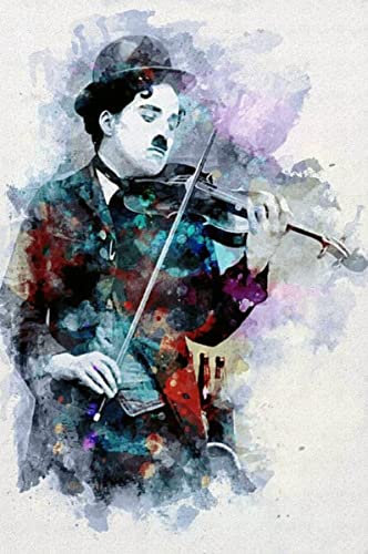 DIY 5d Diamant Malerei Kristall Strass Painting Charlie Chaplin großer Komödien-Schauspieler-Spiel-Violinen-Aquarell-Plakat Stickerei Bilder Kunst Handwerk FüR 11.8"x15.7"(30x40cm) Kein Rahmen von SDDLW1990