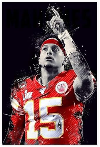 DIY 5d Diamant Malerei Kristall Strass Painting Patrick Mahomes II Fußballplakat Sport (4) Stickerei Bilder Kunst Handwerk FüR Erwachsene Und Kinder 23.6"x35.4"(60x90cm) Kein Rahmen von SDDLW1990