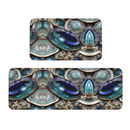 Abalone Küchenmatten, Weihnachtsmotiv, 2 Stück, gepolsterte Küchenmatten für Boden, rutschfeste Matte für Küche, Boden Abalone Küchenmatten, Weihnachtsmotiv, 2 Stück, gepolsterte Küchenmatten für Boden, rutschfeste Matte für Küche, Boden von SDEGTHO