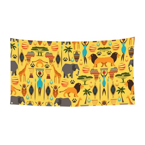 Afrika Elefant Druck Outdoor Indoor Banner Urlaub Dekoratives Schild mit 4 Metallösen, Festliche Atmosphäre Maker von SDEGTHO