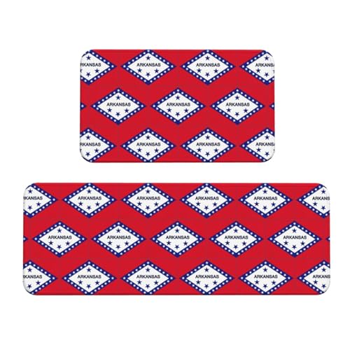 Arkansas Küchenmatten mit Staatsflagge, 2 Stück, gepolsterte Küchenmatten für Boden, rutschfeste Matte für Küche, Boden Arkansas Küchenmatten mit Staatsflagge, 2 Stück, gepolsterte Küchenmatten für Boden, rutschfeste Matte für Küche, Boden von SDEGTHO