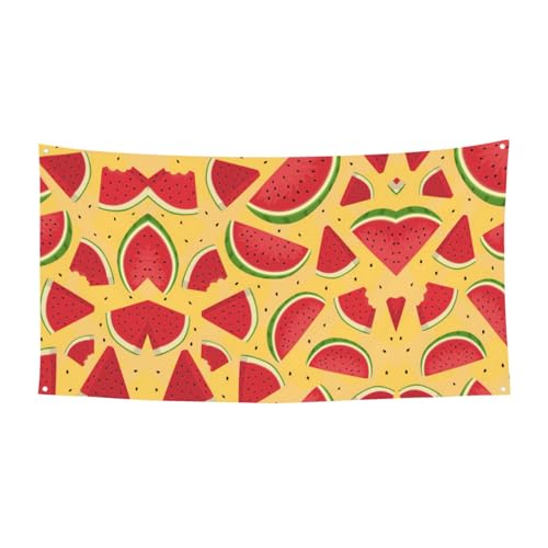 Banner mit gelbem und Wassermelonen-Druck, für den Innen- und Außenbereich, dekoratives Schild mit 4 Metallösen, festliche Atmosphäre von SDEGTHO