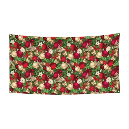 Baum Fichte Blätter Kugeln Blumen Beeren Druck Halloween Weihnachten Banner Dekor Outdoor Indoor Hängende Party Schild Fade-Proof für wiederholten Gebrauch von SDEGTHO
