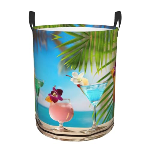 Bequemer Korb mit tropischen Cocktails, stehend, mit Griffen, Aufbewahrungslösung für mehrere Räume für Büro, Schlafzimmer Bequemer Korb mit tropischen Cocktails, stehend, mit Griffen, Aufbewahrungslösung für mehrere Räume für Büro, Schlafzimmer von SDEGTHO