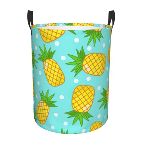 Bequemer Wäschekorb mit Ananas-Druck, stehend, mit Griffen, Aufbewahrungslösung für mehrere Räume für Büro, Schlafzimmer von SDEGTHO