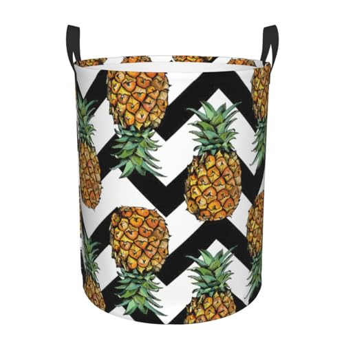 Bequemer Wäschekorb mit Ananas-Druck, stehend, mit Griffen, Aufbewahrungslösung für mehrere Räume für Büro, Schlafzimmer Bequemer Wäschekorb mit Ananas-Druck, stehend, mit Griffen, Aufbewahrungslösung für mehrere Räume für Büro, Schlafzimmer von SDEGTHO
