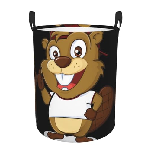 Bequemer Wäschekorb mit Aufschrift "Naughty Beaver", stehend, mit Griffen, Aufbewahrungslösung für mehrere Räume für Büro, Schlafzimmer von SDEGTHO