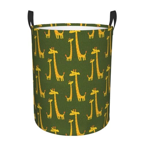 Bequemer Wäschekorb mit Cartoon-Giraffen-Druck, stehend, mit Griffen, Aufbewahrungslösung für mehrere Räume für Büro, Schlafzimmer von SDEGTHO