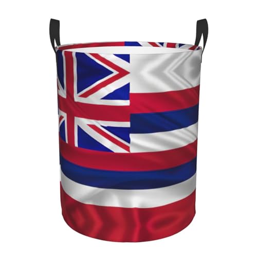 Bequemer Wäschekorb mit Hawaii-Flagge und amerikanischem Druck, mit Griffen, Aufbewahrungslösung für mehrere Räume für Büro, Schlafzimmer Bequemer Wäschekorb mit Hawaii-Flagge und amerikanischem Druck, mit Griffen, Aufbewahrungslösung für mehrere Räume für Büro, Schlafzimmer von SDEGTHO