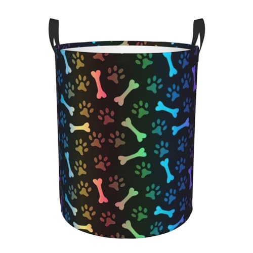 Bequemer Wäschekorb mit Regenbogen-Motiv und Hundepfotenabdruck; mit Griffen, Aufbewahrungslösung für mehrere Räume für Büro, Schlafzimmer Bequemer Wäschekorb mit Regenbogen-Motiv und Hundepfotenabdruck; mit Griffen, Aufbewahrungslösung für mehrere Räume für Büro, Schlafzimmer von SDEGTHO