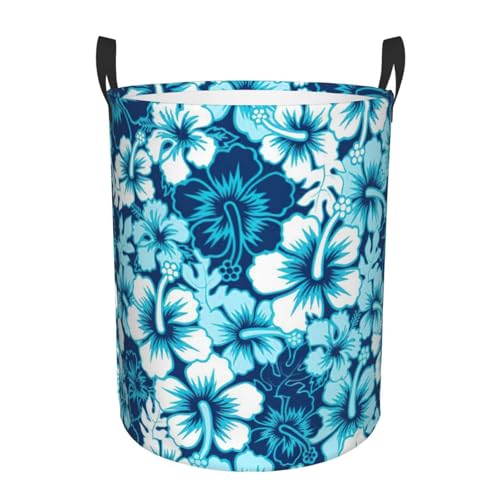 Bequemer Wäschekorb mit blauem Blumendruck, stehend, mit Griffen, Aufbewahrungslösung für mehrere Räume für Büro, Schlafzimmer Bequemer Wäschekorb mit blauem Blumendruck, stehend, mit Griffen, Aufbewahrungslösung für mehrere Räume für Büro, Schlafzimmer von SDEGTHO