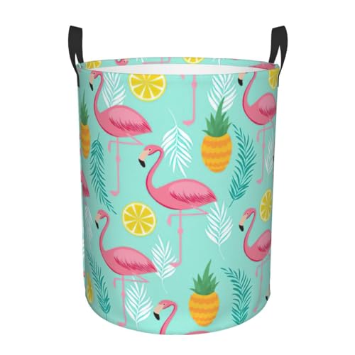 Bequemer Wäschekorb mit pinkem Flamingo-Druck, stehend, mit Griffen, Aufbewahrungslösung für mehrere Räume für Büro, Schlafzimmer Bequemer Wäschekorb mit pinkem Flamingo-Druck, stehend, mit Griffen, Aufbewahrungslösung für mehrere Räume für Büro, Schlafzimmer von SDEGTHO