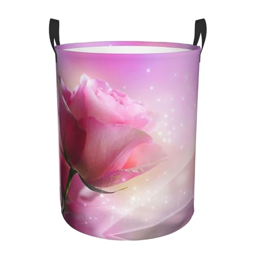 Bequemer Wäschekorb mit rosa Rosen, stehend, mit Griffen, Aufbewahrungslösung für mehrere Räume für Büro, Schlafzimmer Bequemer Wäschekorb mit rosa Rosen, stehend, mit Griffen, Aufbewahrungslösung für mehrere Räume für Büro, Schlafzimmer von SDEGTHO