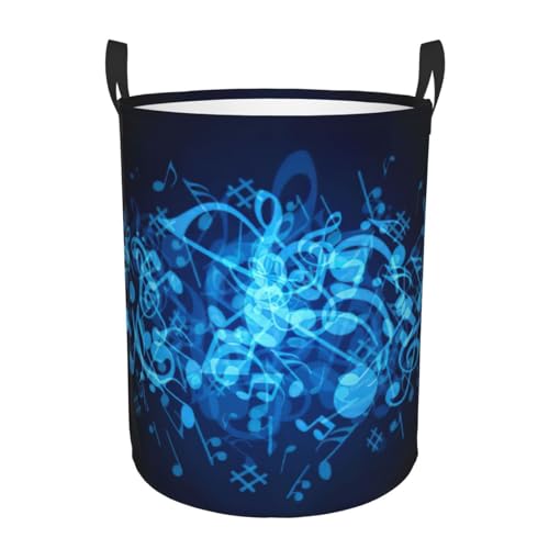 Blauer Wäschekorb mit Musiknoten zum Aufdruck, bequem, mit Griffen, Aufbewahrungskörbe für Büro, Schlafzimmer Blauer Wäschekorb mit Musiknoten zum Aufdruck, bequem, mit Griffen, Aufbewahrungskörbe für Büro, Schlafzimmer von SDEGTHO