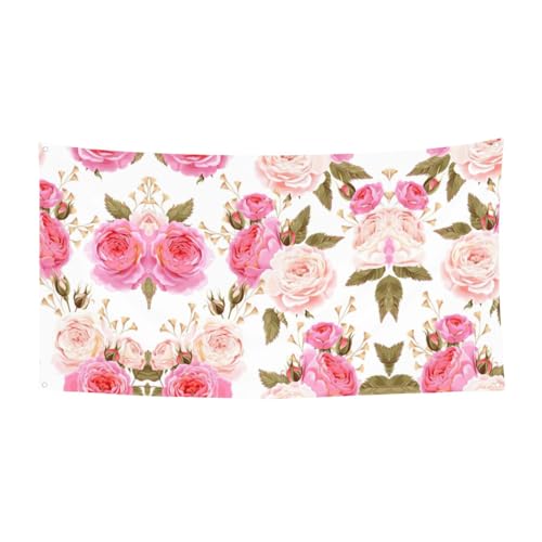 Blumen-Rose, rosa Druck, für den Innen- und Außenbereich, dekoratives Schild mit 4 Metallösen, festliche Atmosphäre von SDEGTHO